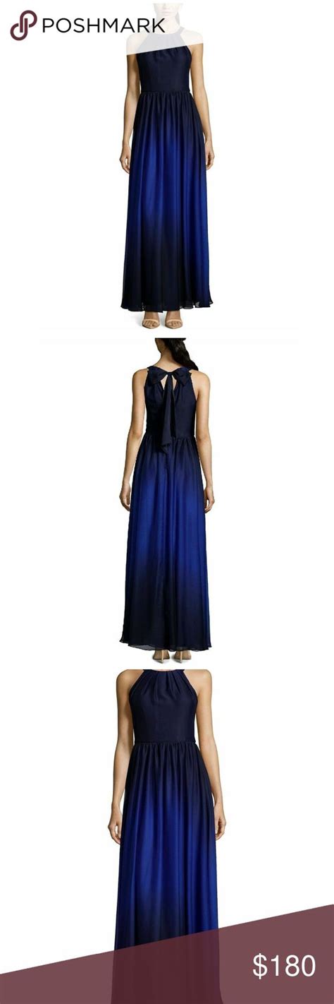 Betsy And Adam Dress Ombre Chiffon Halter Neck Gown Betsy Adam Dress
