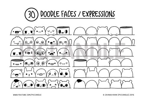 60 Cute Doodle Faces Expressions Printable Practice Sheets Etsy