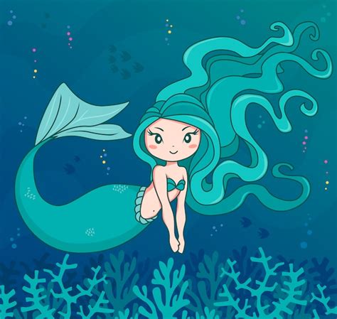 Hand Drawn Smiling Mermaid Character Vector Free Download
