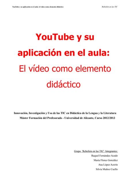 You Tube Y El Vídeo Como Herramienta Educativa Pdf