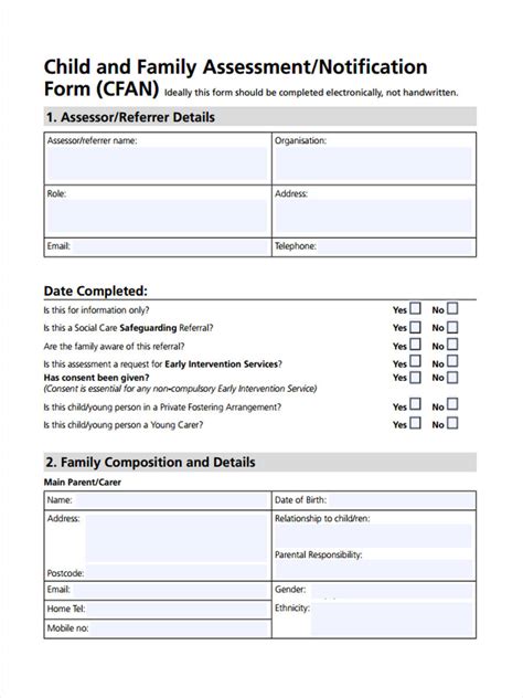 Free 4 Sample Child Assessment Forms In Ms Word Pdf