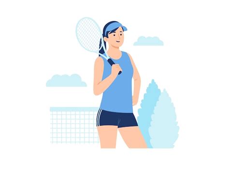 Premium Vector Female Tennis Player Concept Illustration