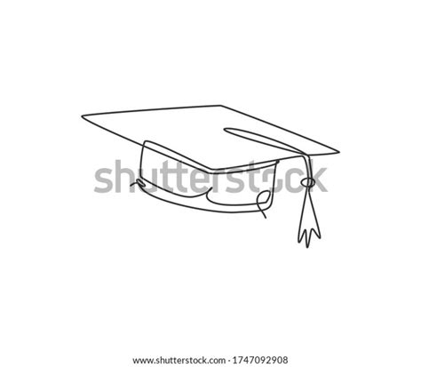 One Continuous Line Drawing Graduation Hat Stock Vector Royalty Free