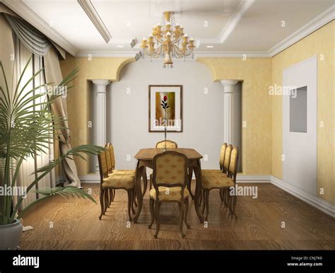 Classical Design Interior Of Dining Room 3d Render Stock Photo Alamy