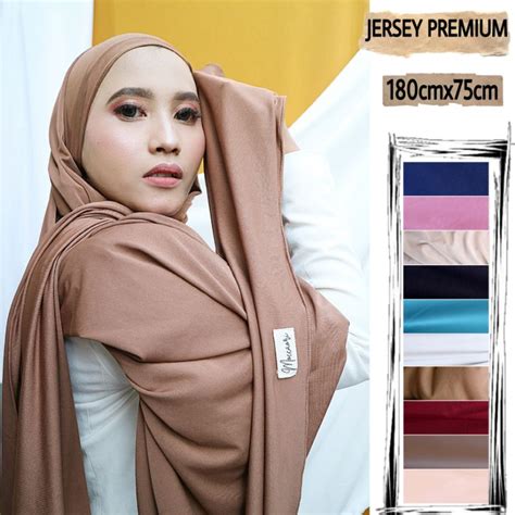 Jual Jersey Premium Import Pashmina Hana 180x75 180cmx75cm Soft Malaysia Hijab No Segitiga