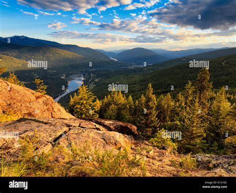 Sunset Over The Kootenay River And South Slocan Bc Stock Photo Alamy