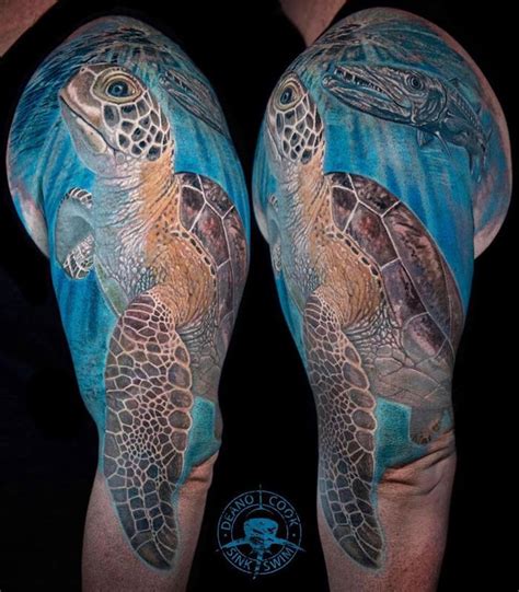 Color Sea Turtle Tattoo By Deano Cook TattooNOW