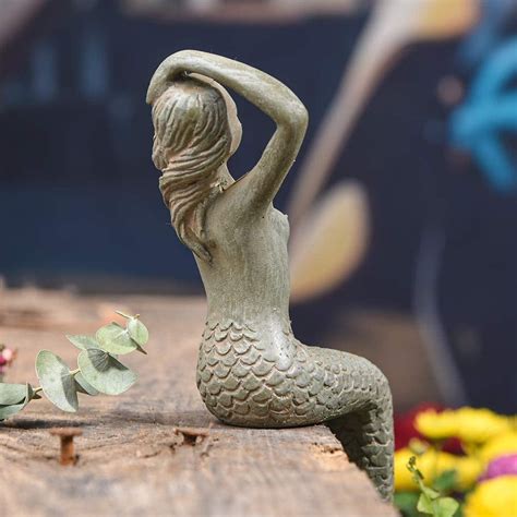 Rustic Sitting Mermaid Statue Etsy