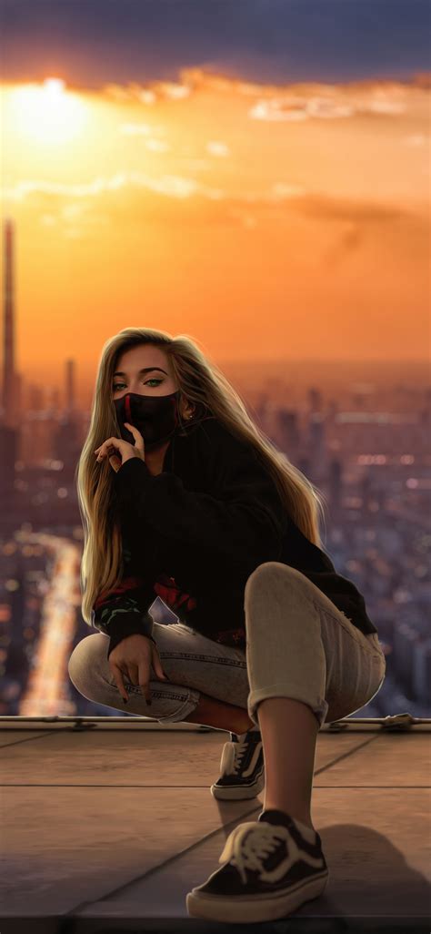1125x2436 Girl Mask City Outdoor 4k Iphone Xs Iphone 10 Iphone X Hd 4k Wallpapers Images