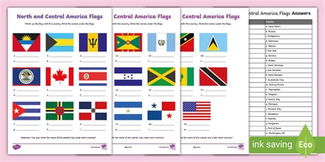 Flags Of North And Central America Worksheet Profesor Hizo