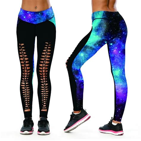 Women Yoga Pants Elastic Sport Leggings Galaxy 3d Print Running Pant Slim Tight Gym Quick Dry