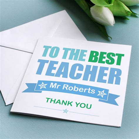 Be it a 'thank you note' or a 'thank you card'; personalised best teacher thank you card by a type of design | notonthehighstreet.com