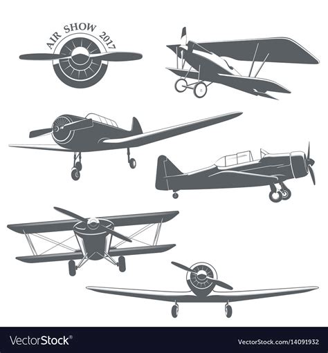 Set Of Vintage Airplane Royalty Free Vector Image