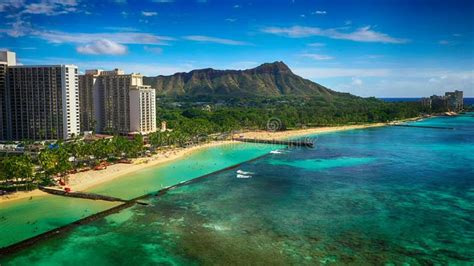 Aerial Shoot Hawaii Island Oahu Honolulu Kaimana Beach Waikiki Bay