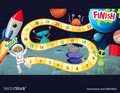 Board Game Template With Space Theme Royalty Free Vector