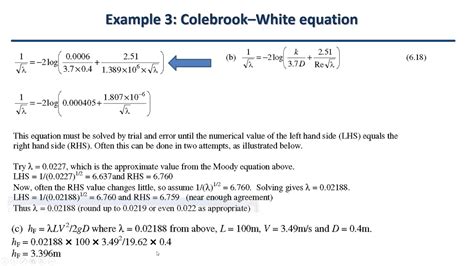 Example Colebrookwhite Equation Youtube