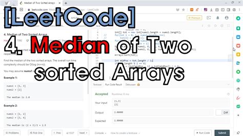 LeetCode 4 Median Of Two Sorted Arrays YouTube