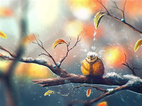 Free Download Artistic Painting Snow Bird Winter Funny Speedpaint
