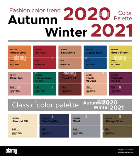Fashion Color Trend Autumn Winter 2020 2021 Palette Fashion Colors
