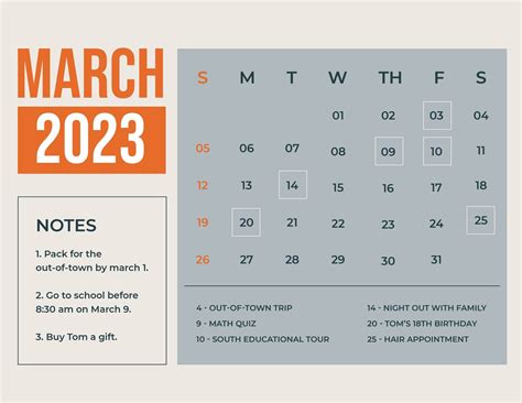 Printable Year 2023 Monthly Calendar Template Illustrator Word Psd