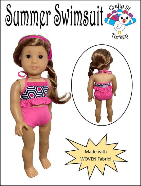 crafty lil turkey summer swimsuit 18 doll clothes pattern