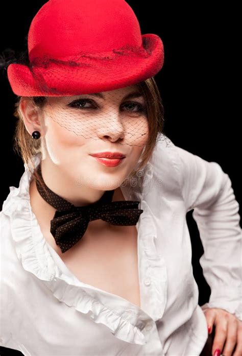 Beautiful Woman In Red Hat Stock Photo Image Of People Portrait