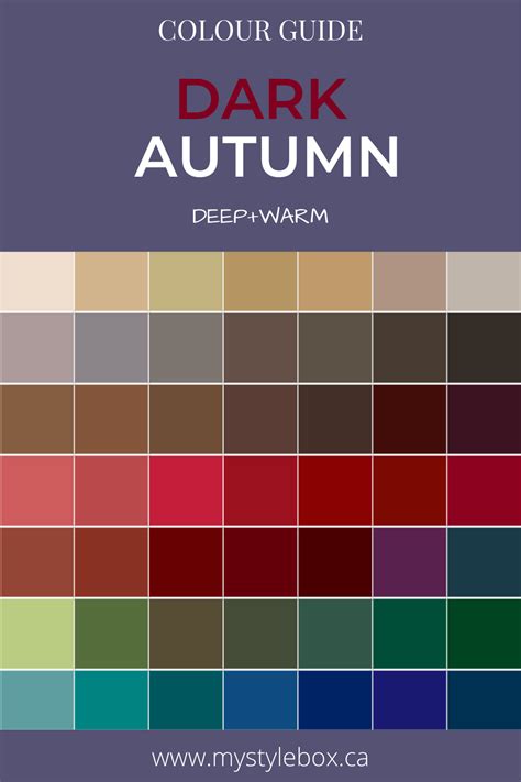 Dark Deep Autumn Color Guide Soft Autumn Color Palette Soft Autumn