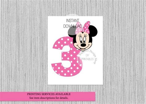 Pink Minnie Mouse 3rd Birthday Iron On Instant Download