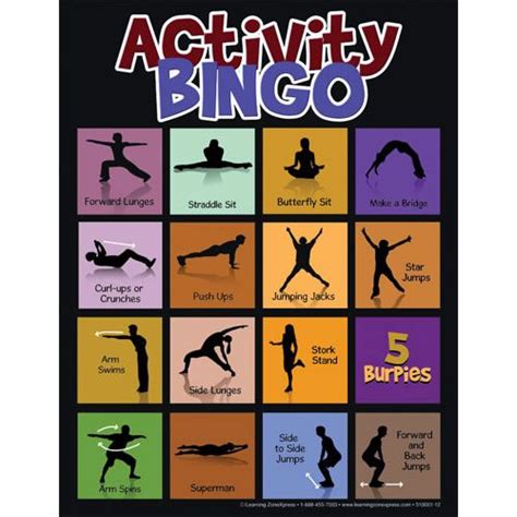 Physical Activity Bingo Physical Activities For Kids