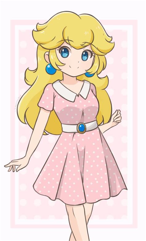 Chocomiru Princess Peach Mario Series Nintendo 1girl Blonde Hair Blue Eyes Dress