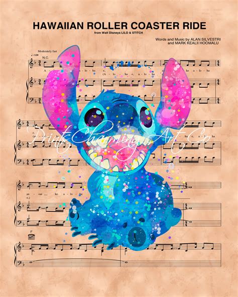 Lilo And Stitch Hawaiian Roller Coaster Ride Sheet Music Art Print