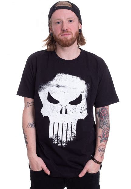 The Punisher Distressed Skull Black T Shirt Impericon Us