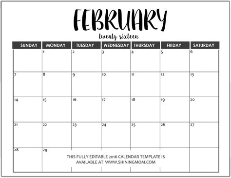 This monthly calendar will give you enough room to type your schedules for each day quickly. Just In: Fully Editable 2016 Calendar Templates in MS Word ...