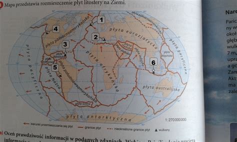 Na Mapie Pokazano Płyty Litosfery - Mapa przedstawia rozmieszczenie płyt litosfery na Ziemi. (załącznik) a