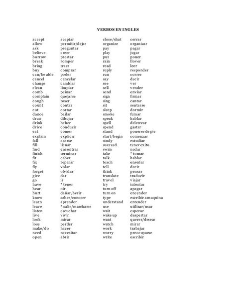 Lista De Verbos Sustantivos Adjetivos Y Adverbios En Ingles Mayoría