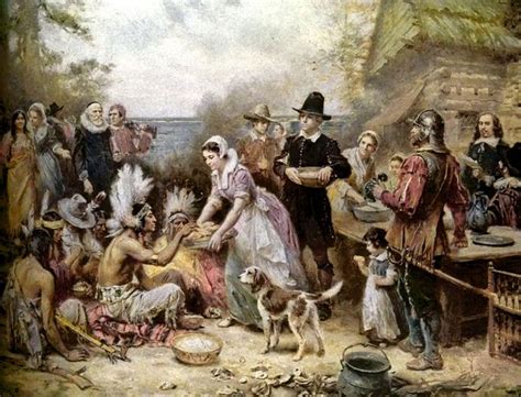 The First Thanksgiving At Plymouth By Jean Louis Vintage Thanksgiving