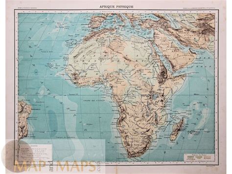 Africa Physical Map Old Map Afrique Physique Schrader Mapandmaps