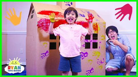 Ryan Diy Pretend Play Box Fort House And Paint Playtime Youtube