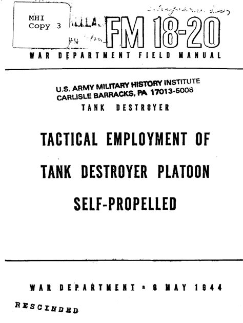 Fillable Online Ibiblio Tactical Employment Of Tank Destroyer Platoon