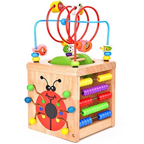 Top Bright Activity Cube Toys Baby Wooden Bead Maze Shape Sorter 7 In 1