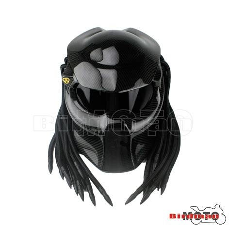 NEW Black Predator Helmet Mask Carbon Fibre Motorcycle Iron Man Full Face Helmet EBay