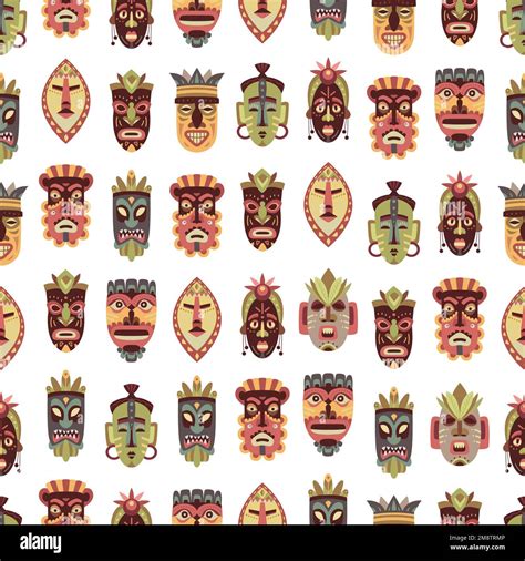 Máscaras Africanas étnicas De Fondo Máscara De Madera Tiki Ritual Tótems Artísticos Tribales