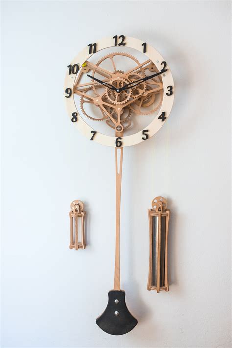 Wooden Mechanical Pendulum Clock Diy Kit Wooden Clock Kits Gear