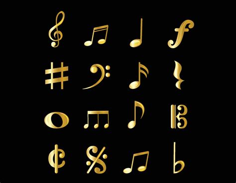 Gold Icons Of A Music Notes 10225440 Vector Art At Vecteezy