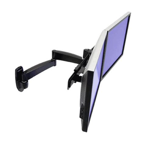 Dual joint design allows the mount to be moved closer to the user or towards the wall. Ergotron 200-Series Dual Monitor Articulating Arm Wall ...