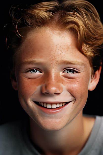 Premium Ai Image Young Boy With Freckles Is Smiling To The Camera
