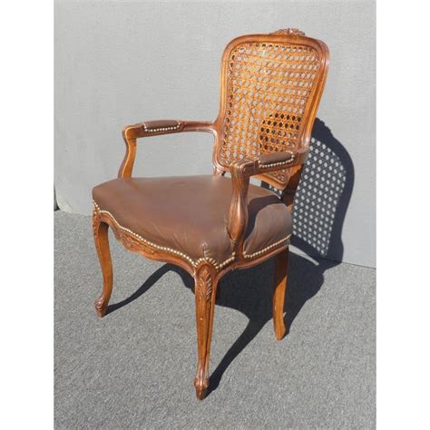 Cane accent chairs are incredibly versatile. Vintage French Provincial Style Carved Wood Brown Cane ...