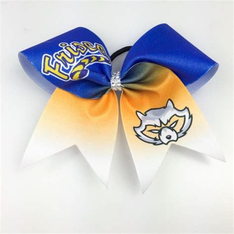 Cheer Bow Blue To Yellow Gold Ombre Team Logo Name Glitter Etsy