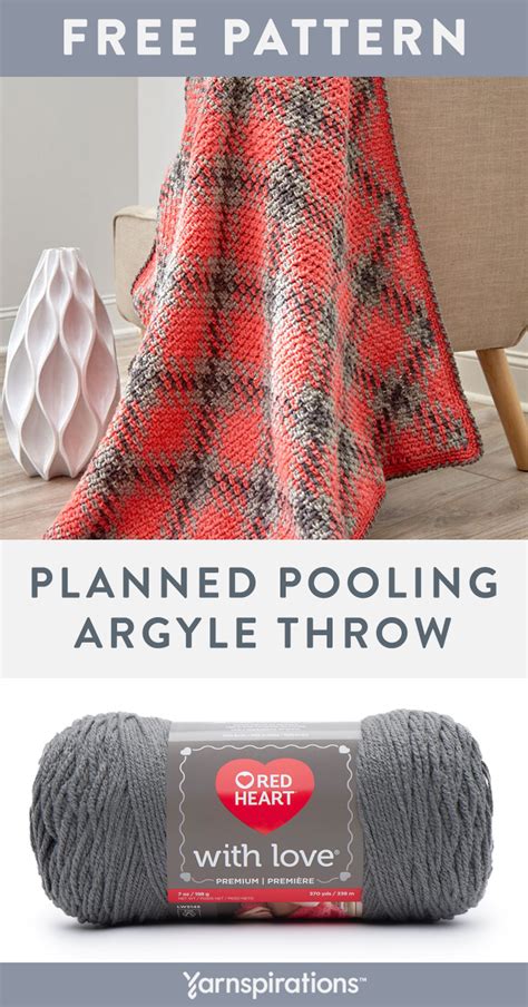 Free Planned Pooling Argyle Throw Crochet Pattern Using Red Heart With