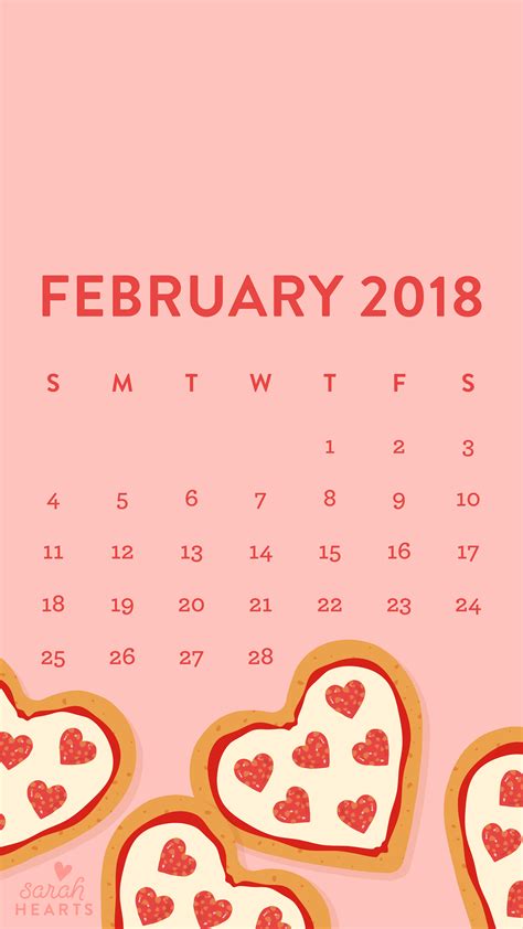 Heart Shaped Pizza February 2018 Calendar Wallpaper Sarah Hearts